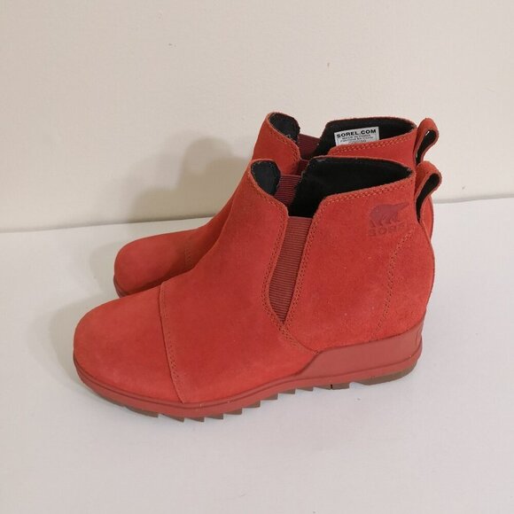 NEW Sorel Women's Evie Pull-On Bootie Waterproof Suede Leather Wedge Ankle Sz 7 - Picture 1 of 7